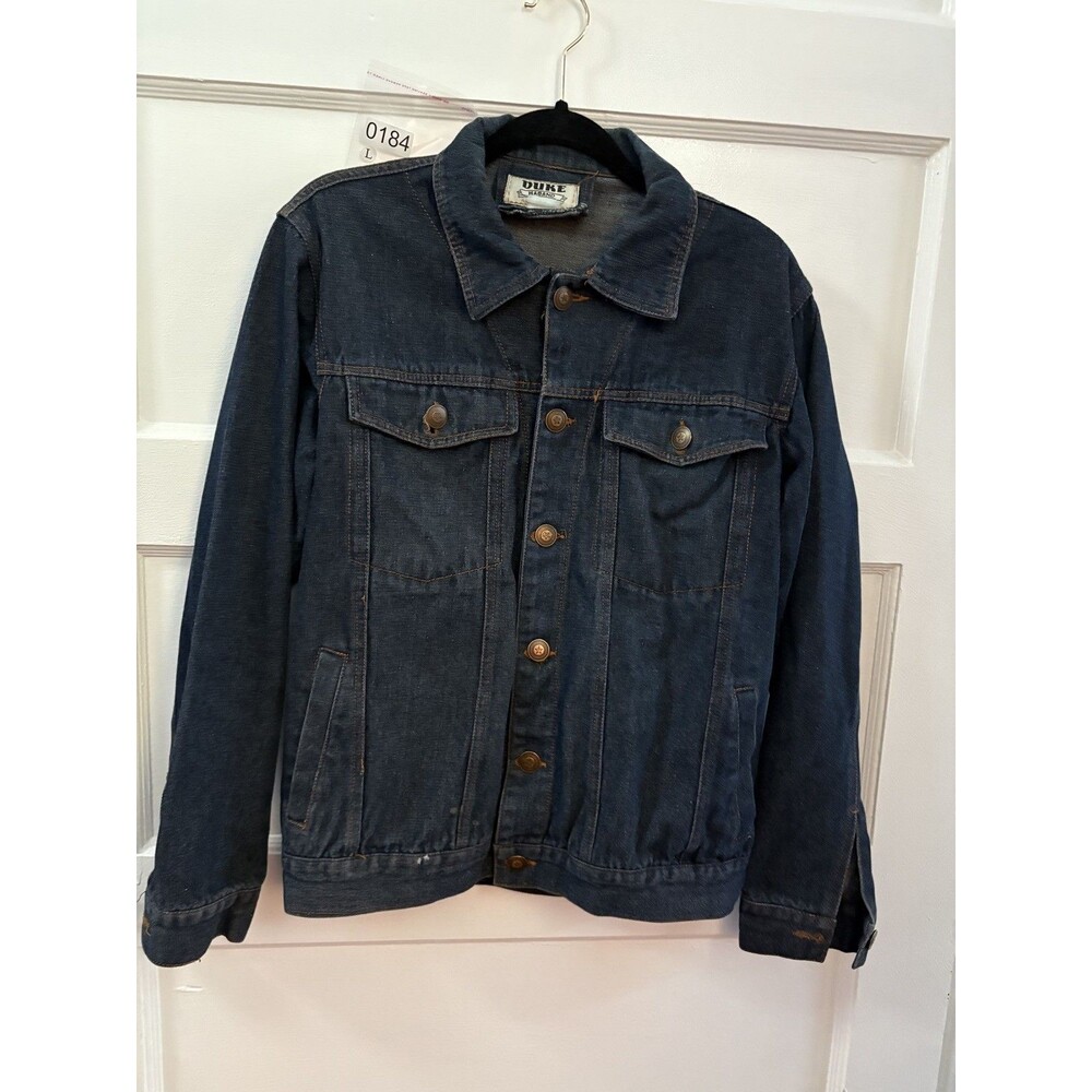 Duke Jeans Mens Blue "Trucker" Denim Jacket Collared Long Sleeve Button XL NWT